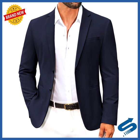 Men's Regular Fit Lightweight Blazer Sport Coat Two Button Casual